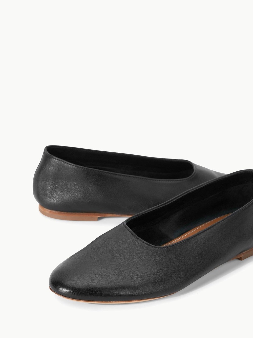 STAUD Alba Ballet Flats | Black Leather | Size 39